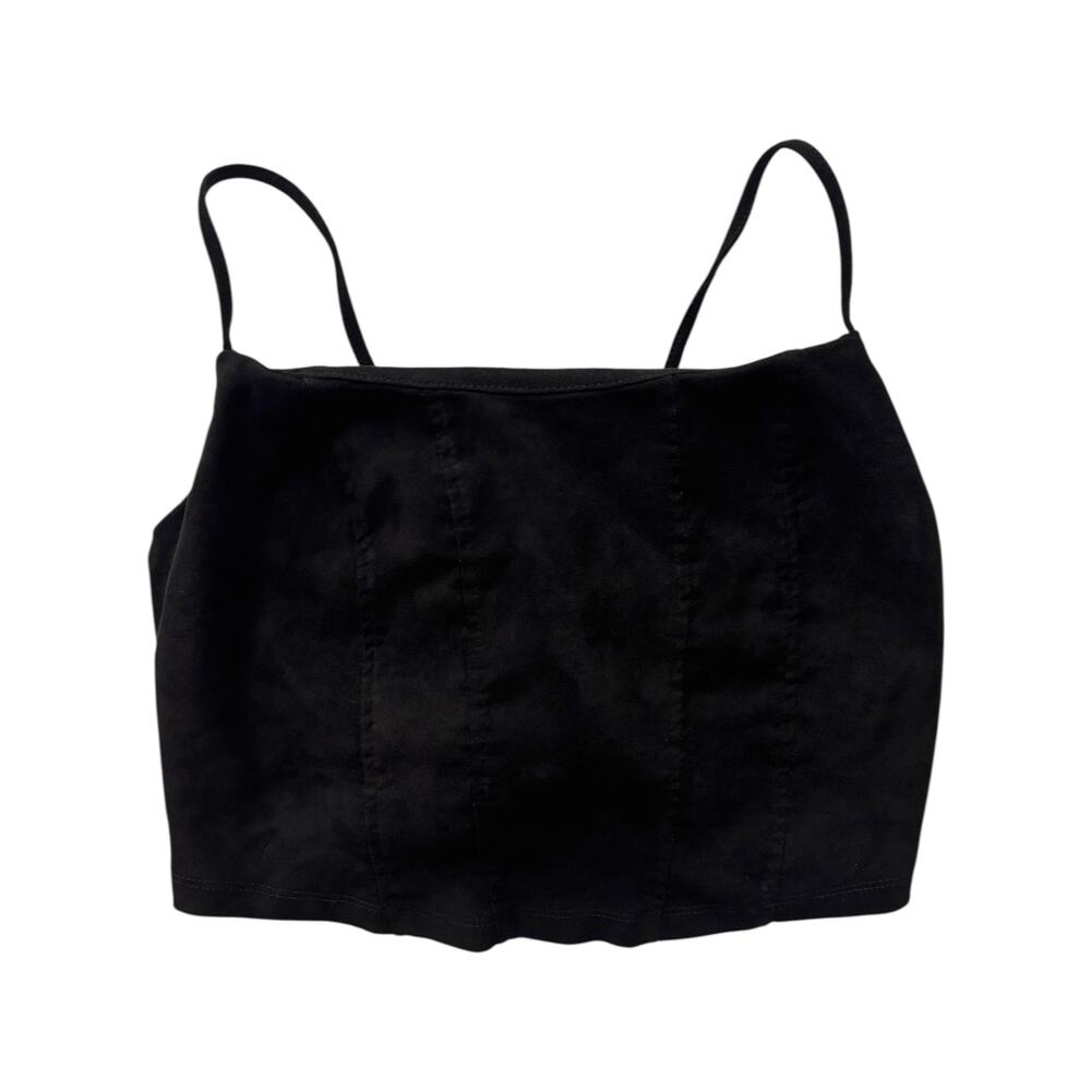 Unbranded lace‑up back corset cami crop top black y2k